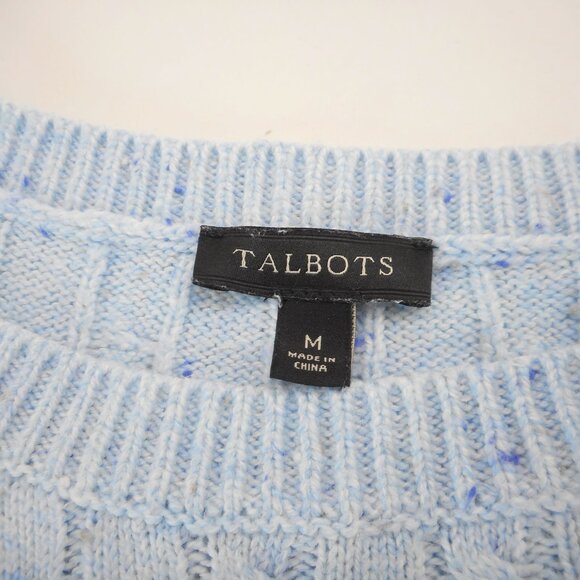 Talbots Women's sz M Pullover Sweater Long Sleeve Cable Knit Light Blue Speckled - Picture 6 of 12